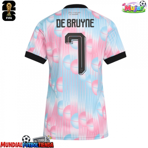 Camiseta Bélgica Kevin De Bruyne #7 Segunda Equipación Replica Mundial 2026 para mujer mangas cortas